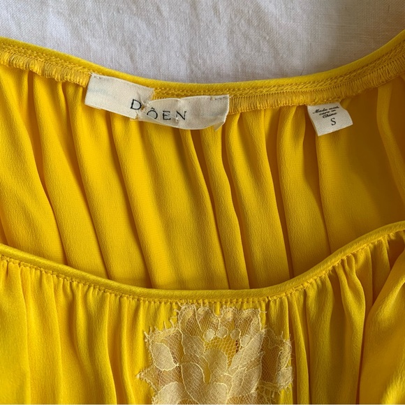 Doen Gwendolyn Silk Lace Short Sleeve Midi Maxi Dress Daylily Yellow Gold - Picture 10 of 15